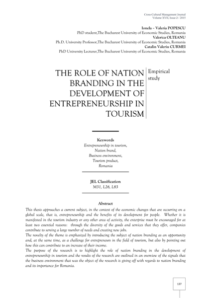 Volume XVII, Cross-Cultural Management Journal