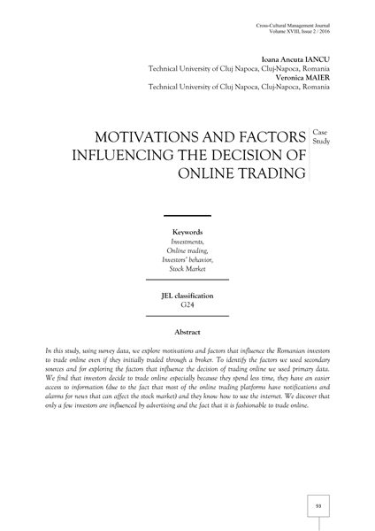 Volume XVIII, Cross-Cultural Management Journal