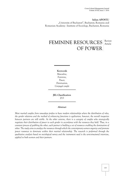 Volume XVIII, Cross-Cultural Management Journal