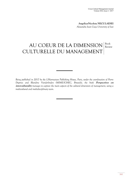 Volume XIX, Cross-Cultural Management Journal
