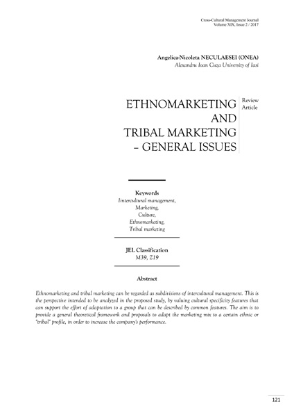 Volume XIX, Cross-Cultural Management Journal