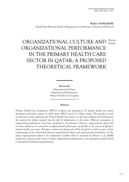 Volume XIX, Cross-Cultural Management Journal