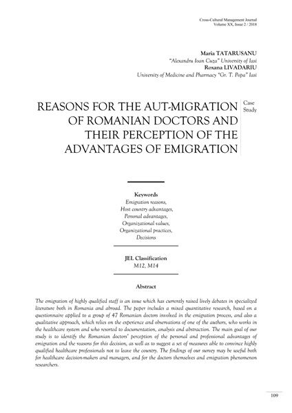Volume XX, Issue 2, Cross-Cultural Management Journal
