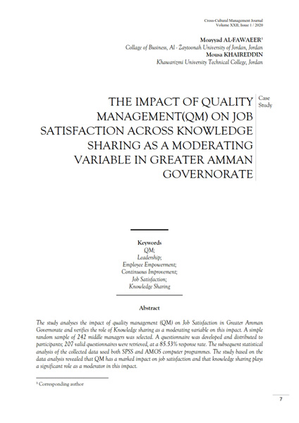 Volume XXII, Issue 1, Cross-Cultural Management Journal