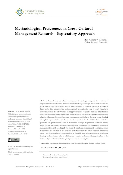 Volume XXVII, Issue 2, Cross-Cultural Management Journal